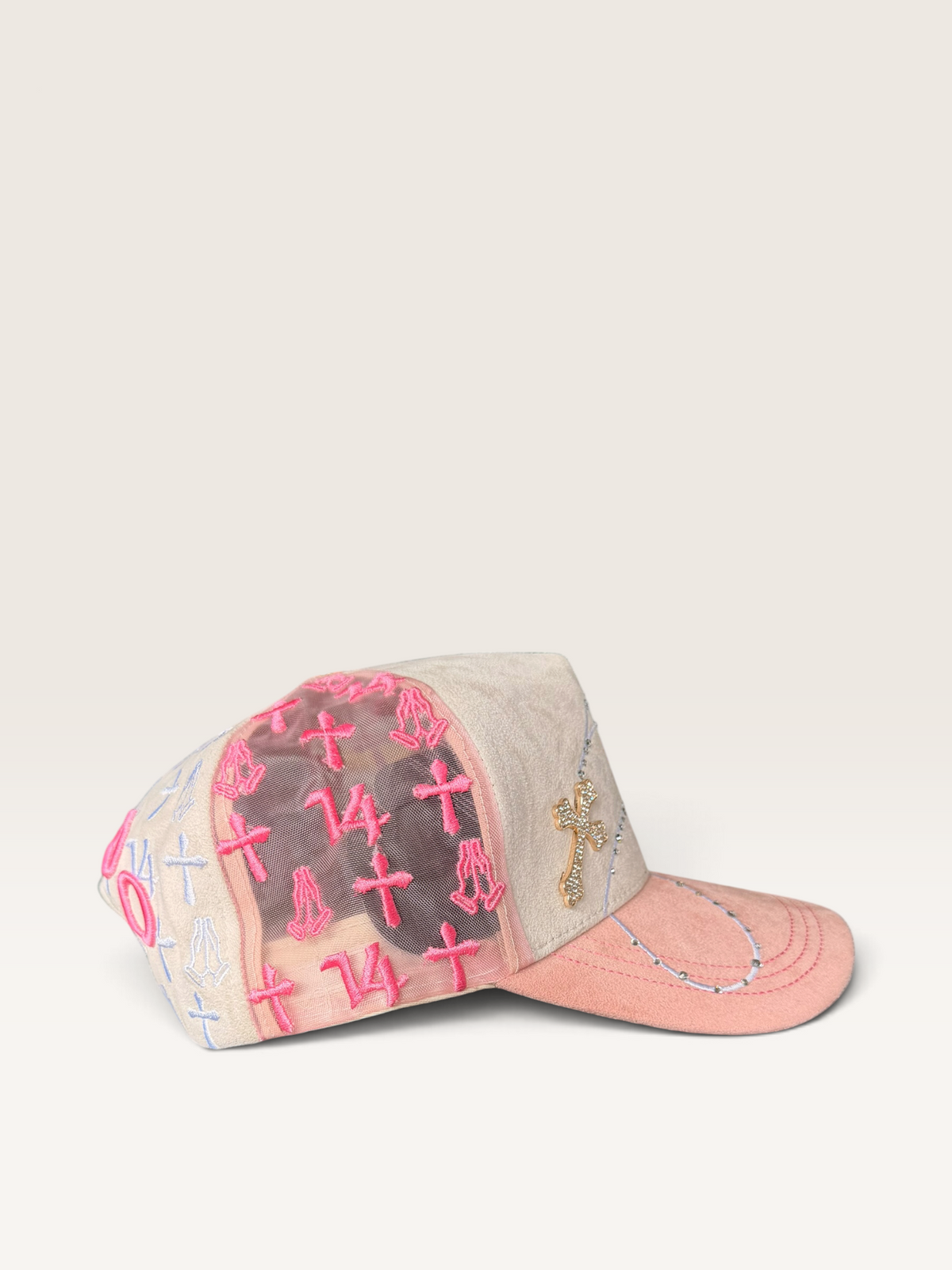 GORRA JC CAPS EXODO 14/14 CRYSTALS PINK WHITE