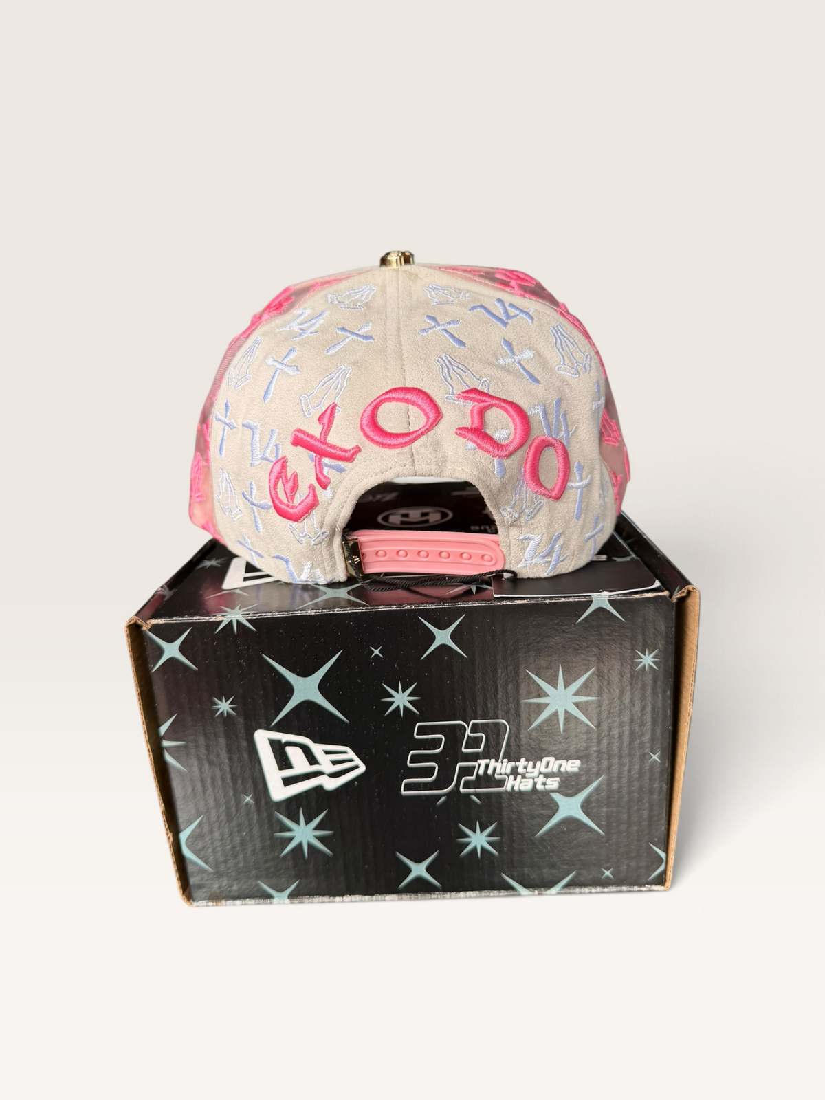 GORRA JC CAPS EXODO 14/14 CRYSTALS PINK WHITE