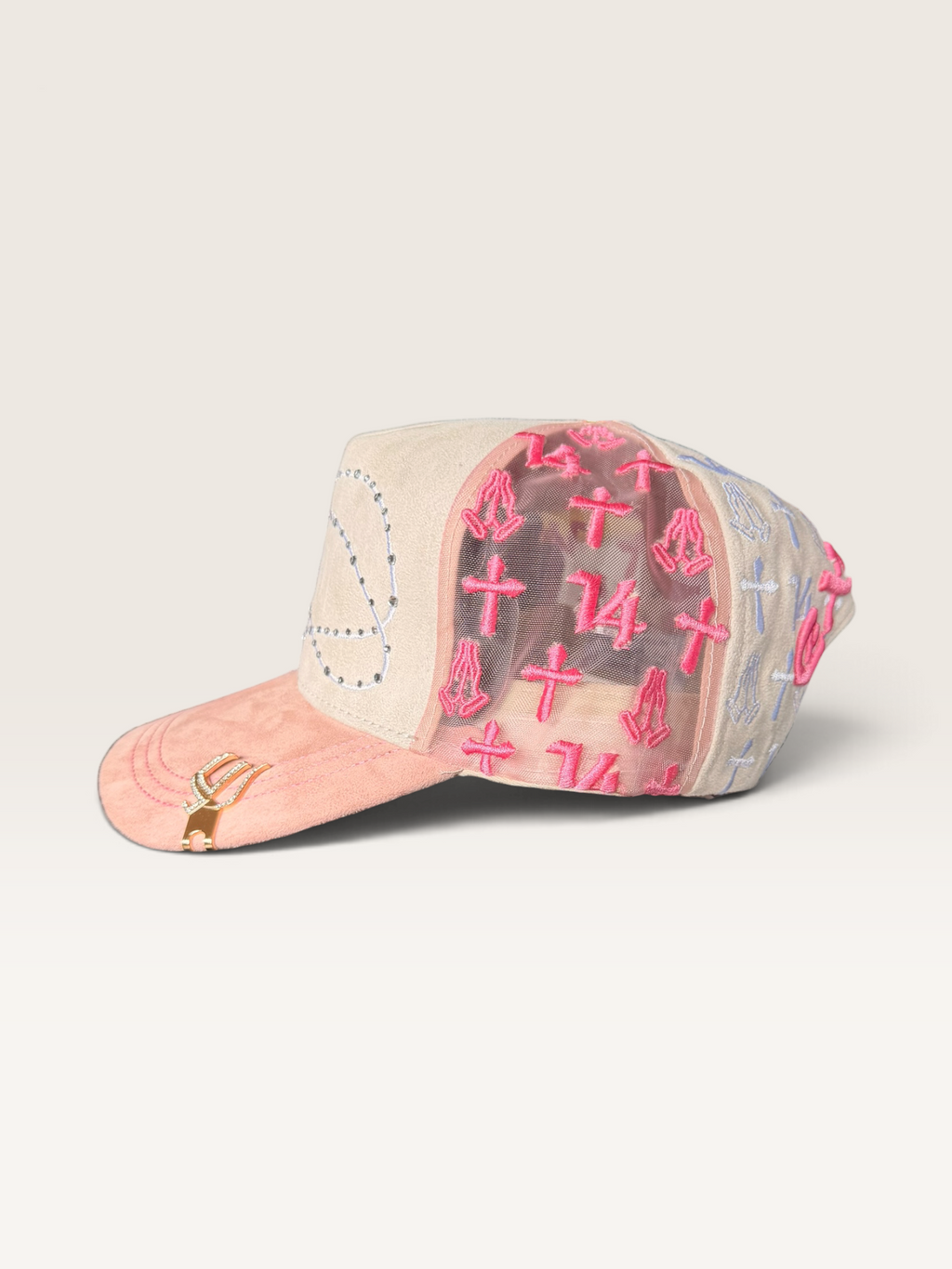 GORRA JC CAPS EXODO 14/14 CRYSTALS PINK WHITE